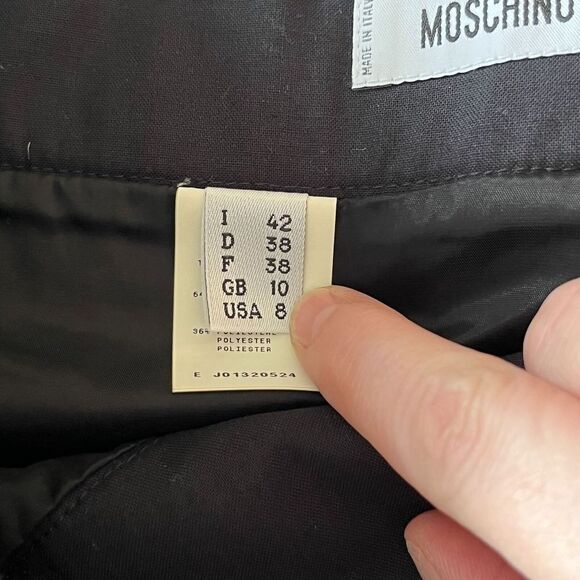 Moschino Black Pencil Skirt Front Left Slit Size 8 - Picture 7 of 11